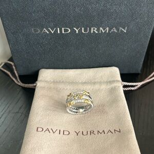 David Yurman Two-Tone Cable Stack Ring in Silver and Gold Accents